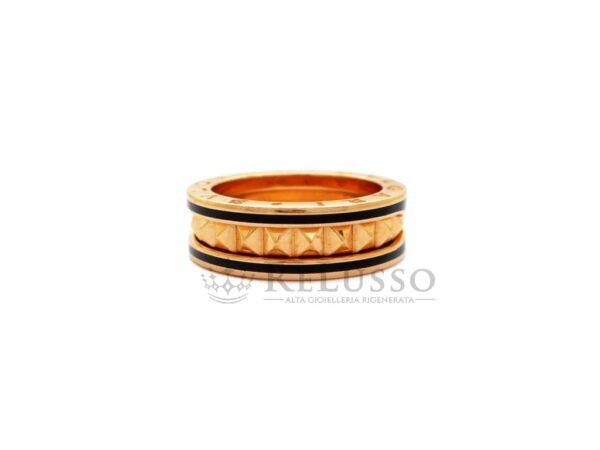 Anello Bulgari B.Zero1 Rock ad una fascia in oro rosa e ceramica nera. foto10