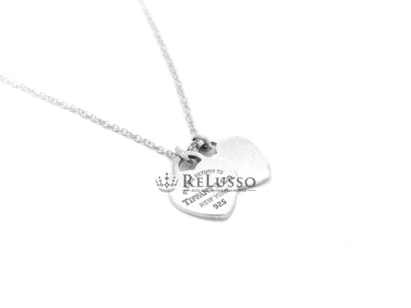 Collana Tiffany & co. con doppio ciondolo a cuore mini in argento sterling foto2