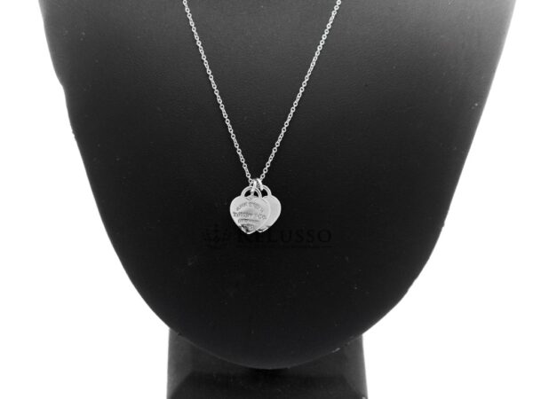 Collana Tiffany & co. con doppio ciondolo a cuore mini in argento sterling foto4