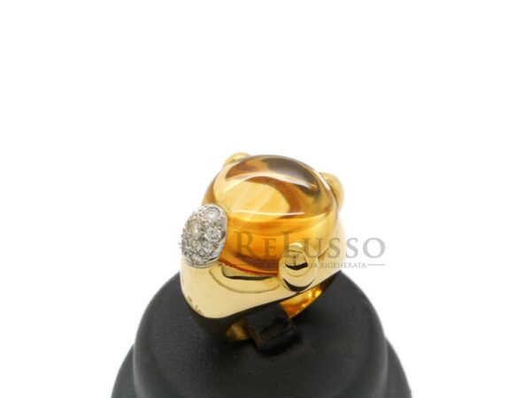 Anello Pomellato Griffe in oro giallo con quarzo citrino e diamanti foto10